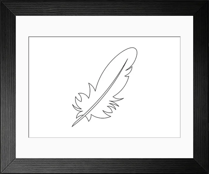 Framed Print : Minimalist Bird Feather Continuous Line Drawing - Elegant Outline Design for Art and Branding. Vector Framed Print : Minimalist Bird Feather Continuous Line Drawing - Elegant Outline Design for Art and Branding. Vector