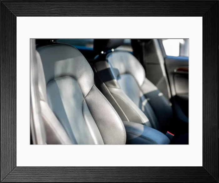 Framed Print : Close-up of a leather seats of a luxury sport car Framed Print : Close-up of a leather seats of a luxury sport car