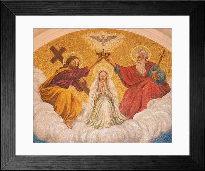 Framed Print : Painting of the Coronation of Mother Mary by the Holy Trinity at the Sanctuary of Fatima in Portugal Framed Print : Painting of the Coronation of Mother Mary by the Holy Trinity at the Sanctuary of Fatima in Portugal
