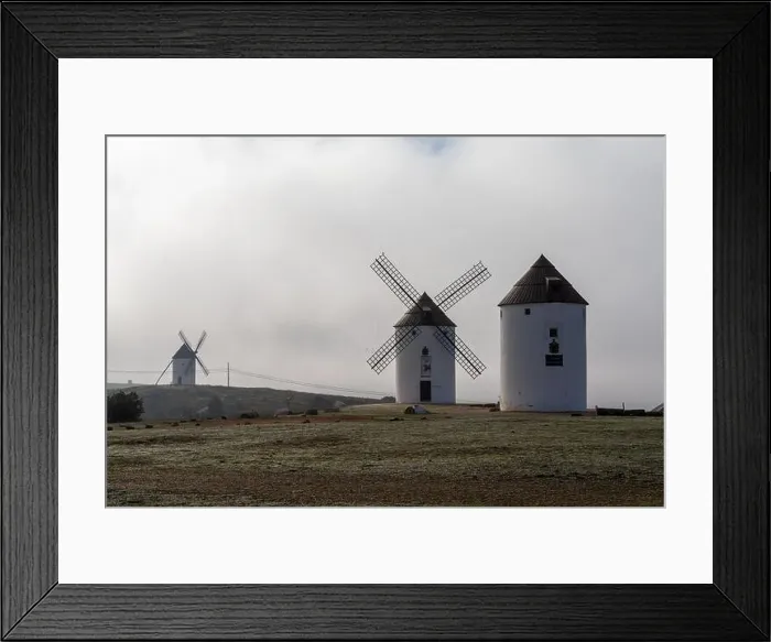 Framed Print : Historic whitewashed windmills in La Mancha Framed Print : Historic whitewashed windmills in La Mancha