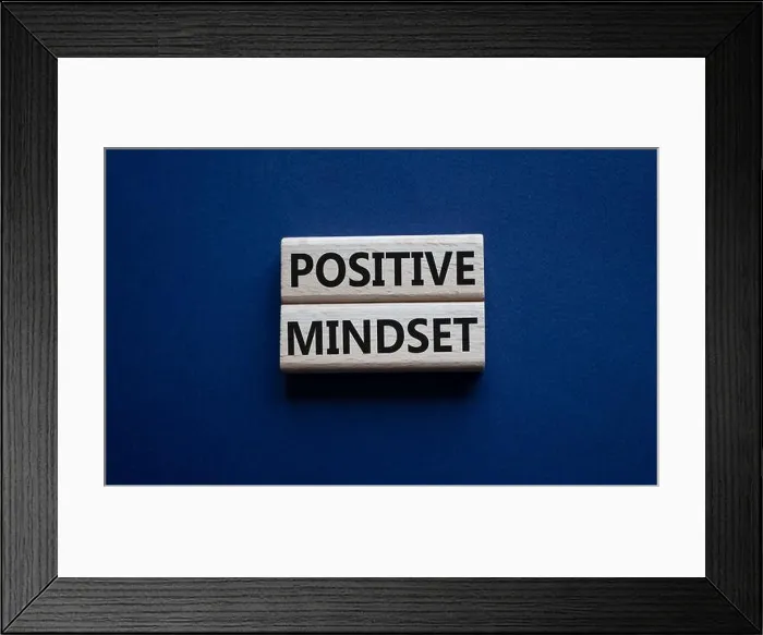 Framed Print : Positive Mindset symbol. Concept words Positive Mindset on wooden blocks Framed Print : Positive Mindset symbol. Concept words Positive Mindset on wooden blocks