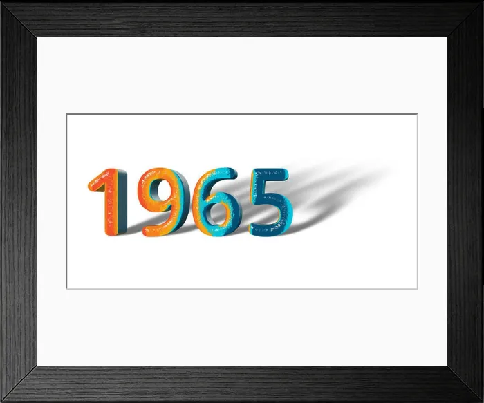Framed Print : 3D Number Year 1965 joyful hopeful colors and white background Framed Print : 3D Number Year 1965 joyful hopeful colors and white background