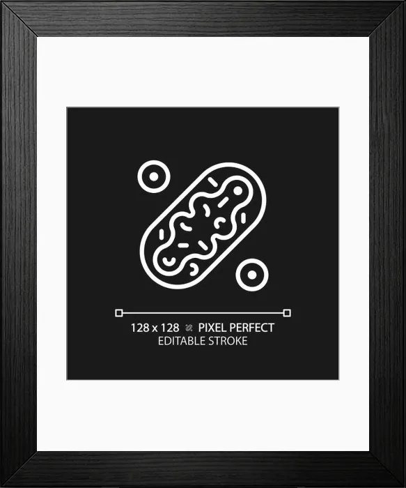 Framed Print : 2D customizable thin line white mitochondria icon Framed Print : 2D customizable thin line white mitochondria icon