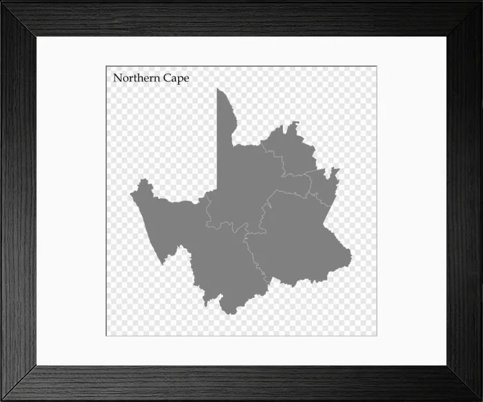 Framed Print : High Quality map of Northern Cape is a province of South Africa, with borders of the districts Framed Print : High Quality map of Northern Cape is a province of South Africa, with borders of the districts