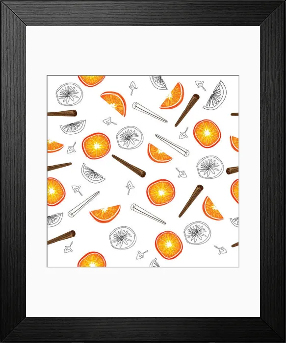 Framed Print : seamless pattern of orange slices and spices Framed Print : seamless pattern of orange slices and spices