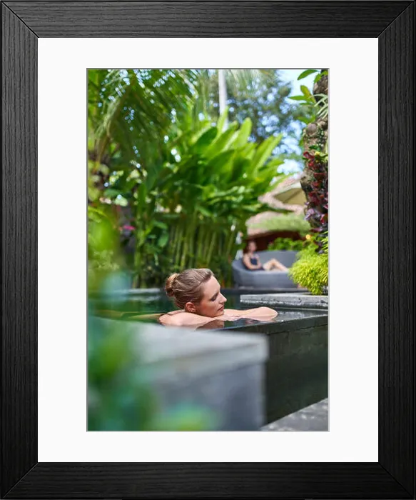 Framed Print : Pretty peaceful woman relaxing outdoors in sunny Framed Print : Pretty peaceful woman relaxing outdoors in sunny
