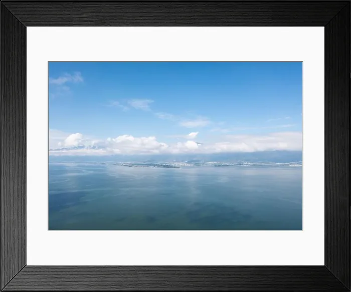 Framed Print : Blue sky and lake. Photo in Erhai, Yunnan, China