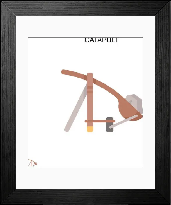 Framed Print : Catapult Simple vector icon. Illustration symbol design template for web mobile UI element