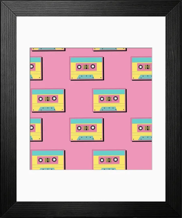 Framed Print : 90s music background with audio equipment from 00s Framed Print : 90s music background with audio equipment from 00s