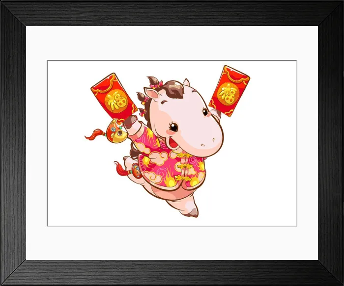 Framed Print : Excited horse with red envelopes on New Year's Day Framed Print : Excited horse with red envelopes on New Year's Day