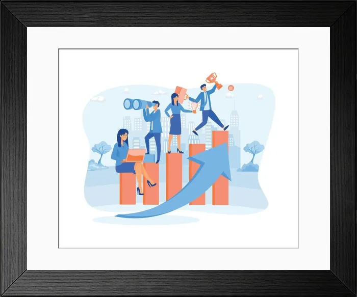 Framed Print : Business development. Teamwork help growing revenue Framed Print : Business development. Teamwork help growing revenue