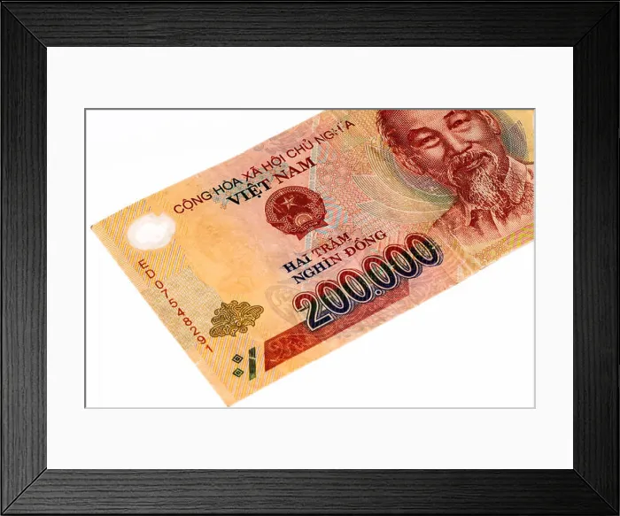Framed Print : 200000 dong bank note of Vietnam. Dong is the national currency of Vietnam Framed Print : 200000 dong bank note of Vietnam. Dong is the national currency of Vietnam