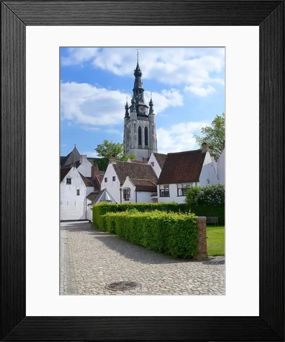 Framed Print : View to the St. Martins Church from the Saint Elisabeth Beguinage, Kortrijk, Flanders, Belgium, Europe Framed Print : View to the St. Martins Church from the Saint Elisabeth Beguinage, Kortrijk, Flanders, Belgium, Europe