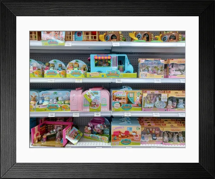 Framed Print : Toronto, On, Canada - November 27, 2024: View the shelves with the toys in the Toys R Us store Framed Print : Toronto, On, Canada - November 27, 2024: View the shelves with the toys in the Toys R Us store