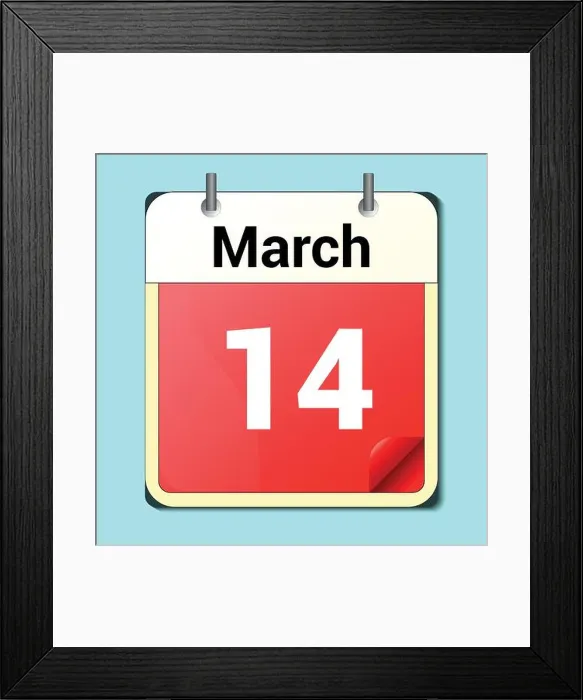 Framed Print : day on the calendar, vector image format, March 14 Framed Print : day on the calendar, vector image format, March 14
