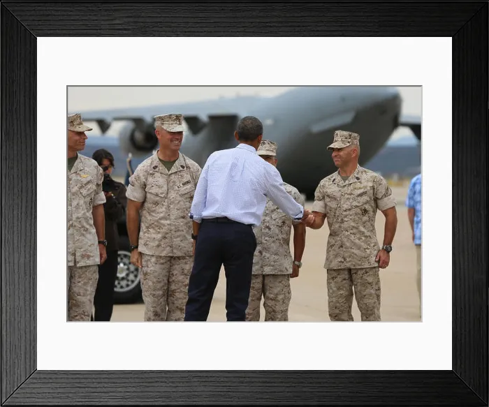 Framed Print : President Barack Obama greets Sgt Framed Print : President Barack Obama greets Sgt