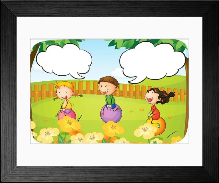 Framed Print : Children playing ball in the garden Framed Print : Children playing ball in the garden