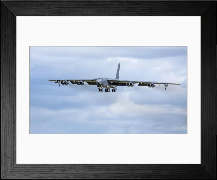 Framed Print : United States Air Force - Boeing B-52H Stratofortress on final approach to RAF Fairford Framed Print : United States Air Force - Boeing B-52H Stratofortress on final approach to RAF Fairford