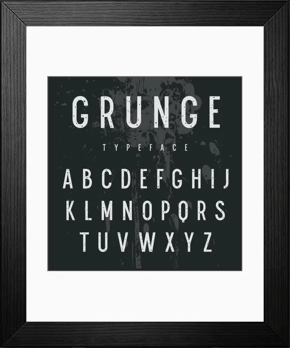 Framed Print : Vintage Grunge Font. Vector Sans Serif Alphabet. Retro style typeface Framed Print : Vintage Grunge Font. Vector Sans Serif Alphabet. Retro style typeface