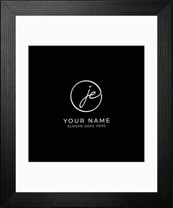 Framed Print : J, E, JE Initial letter handwritten and signature vector logo. Business template in round shape line art Framed Print : J, E, JE Initial letter handwritten and signature vector logo. Business template in round shape line art