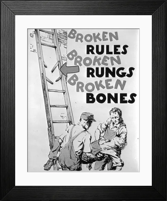 Framed Print : This 1930s-era safety poster from the Alberta Department of Public Health emphasizes workplace safety regulations Framed Print : This 1930s-era safety poster from the Alberta Department of Public Health emphasizes workplace safety regulations