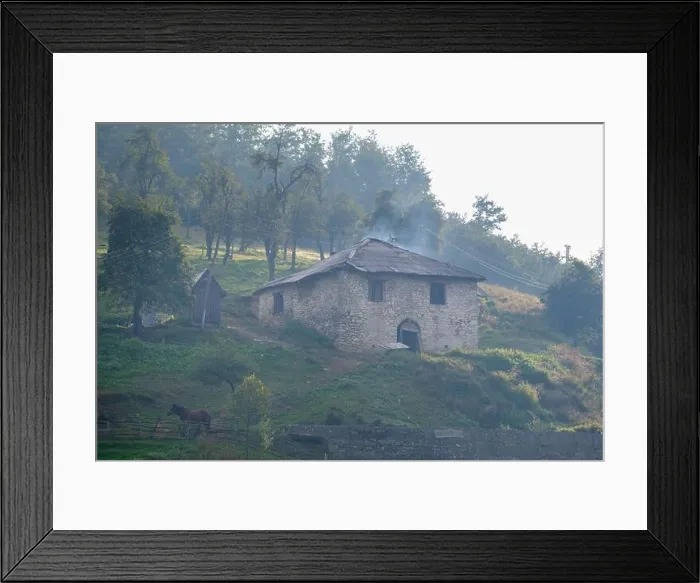 Framed Print : old farmhouse in the morning mist, at Berane, Montenegro Framed Print : old farmhouse in the morning mist, at Berane, Montenegro