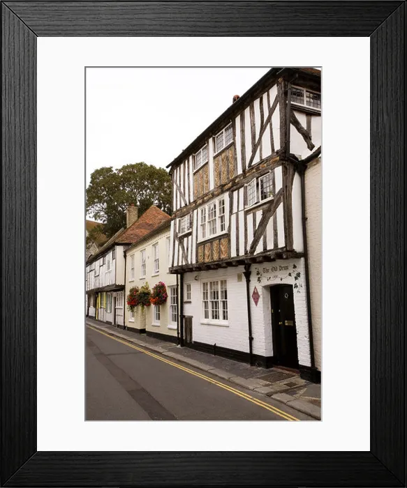 Framed Print : UK Kent Sandwich Church Street St Marys medieval timber framed houses Framed Print : UK Kent Sandwich Church Street St Marys medieval timber framed houses