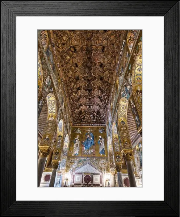 Framed Print : Low angle view of the wooden ceiling of the Palatine Chapel inside the Normans Palace in Palermo Framed Print : Low angle view of the wooden ceiling of the Palatine Chapel inside the Normans Palace in Palermo
