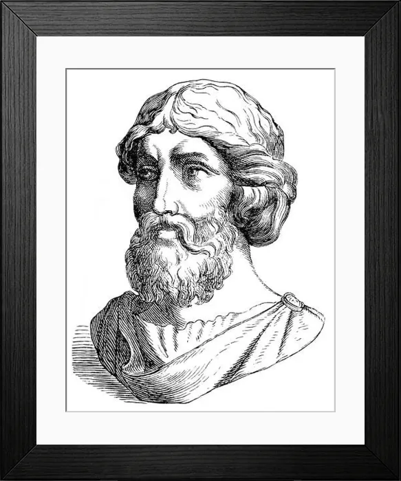 Framed Print : Pythagoras of Samos, an Ionian Greek philosopher, mathematician Framed Print : Pythagoras of Samos, an Ionian Greek philosopher, mathematician