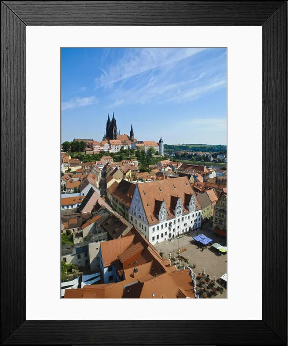 Framed Print : View from the Church of Our Lady on Albrechtsburg, market square and old town, Meissen, Saxony, Germany Framed Print : View from the Church of Our Lady on Albrechtsburg, market square and old town, Meissen, Saxony, Germany