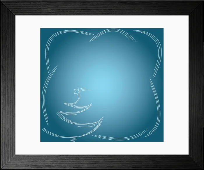 Framed Print : Frame from shining christmas tree with lines on a blue background Framed Print : Frame from shining christmas tree with lines on a blue background