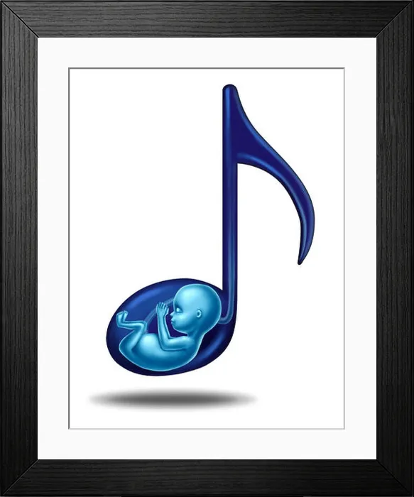 Framed Print : Pregnancy music and prenatal hearing songs concept for a fetus that is in the womb of an epecting mother as a maternity Framed Print : Pregnancy music and prenatal hearing songs concept for a fetus that is in the womb of an epecting mother as a maternity