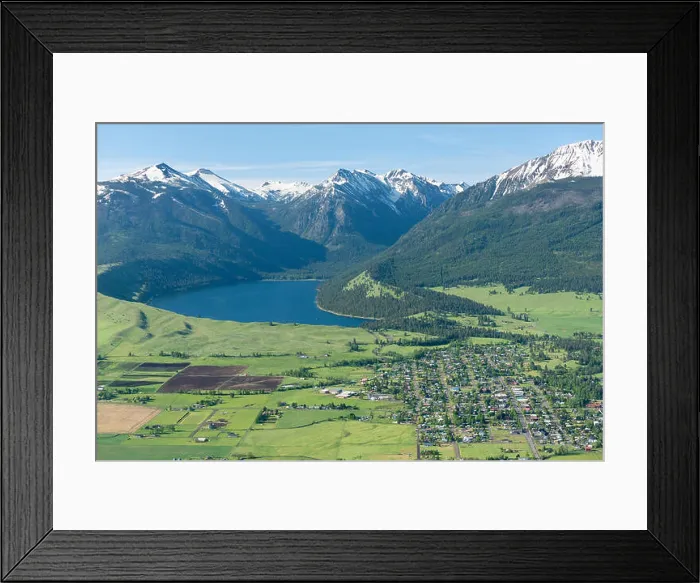 Framed Print : Aerial view of the town of Joseph, Wallowa Lake and the Wallowa Mountains in Northeast Oregon Framed Print : Aerial view of the town of Joseph, Wallowa Lake and the Wallowa Mountains in Northeast Oregon