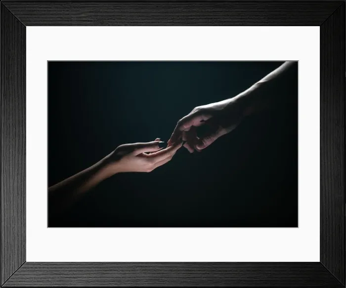 Framed Print : Two hands reaching toward. Tenderness Framed Print : Two hands reaching toward. Tenderness