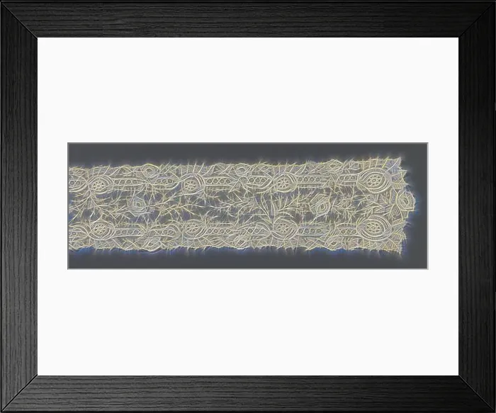 Framed Print : Hat slip from mixed lace with medallions in leaf volute Framed Print : Hat slip from mixed lace with medallions in leaf volute