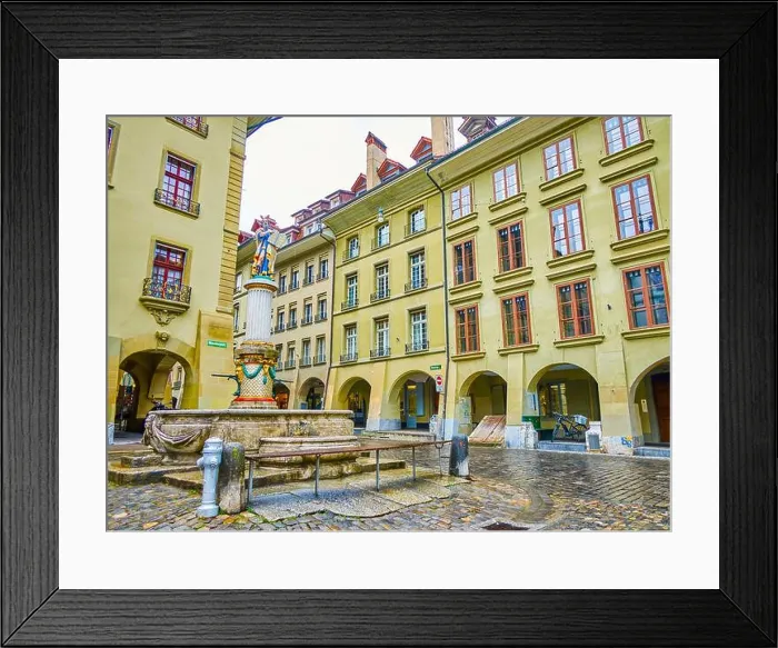 Framed Print : Moses fountain (Mosesbrunnen) on Munsterplatz square in old Bern, Switzerland Framed Print : Moses fountain (Mosesbrunnen) on Munsterplatz square in old Bern, Switzerland