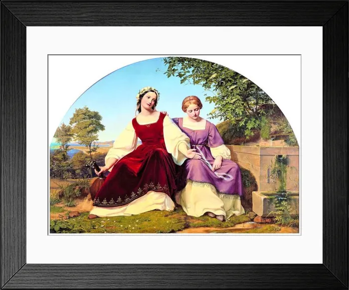 Framed Print : Eduard Bendemann painting, Two Girls at the Well, oil on canvas, 1833 Framed Print : Eduard Bendemann painting, Two Girls at the Well, oil on canvas, 1833