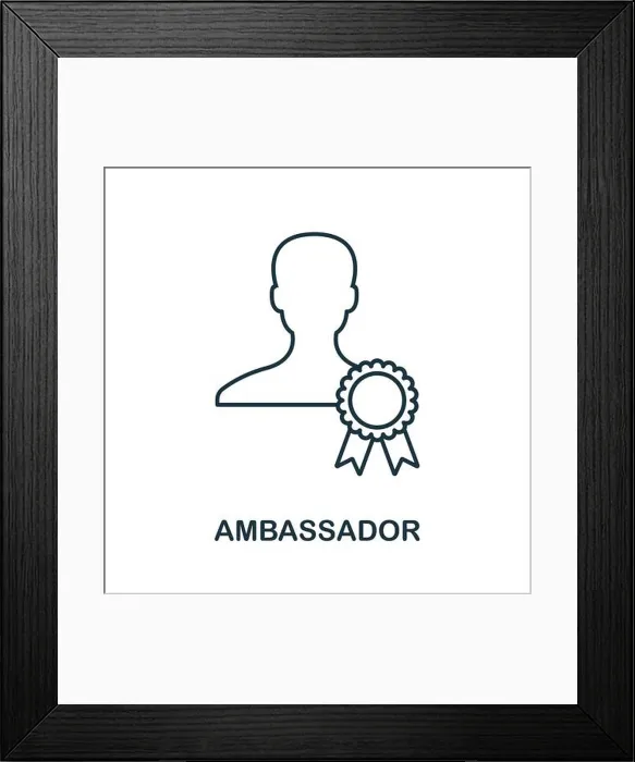 Framed Print : Ambassador icon. Line style element from community management collection Framed Print : Ambassador icon. Line style element from community management collection