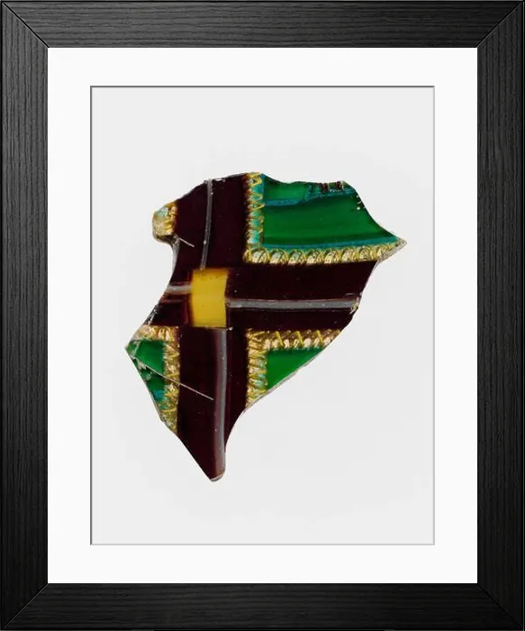 Framed Print : Glass striped mosaic fragment late 1st century B Framed Print : Glass striped mosaic fragment late 1st century B
