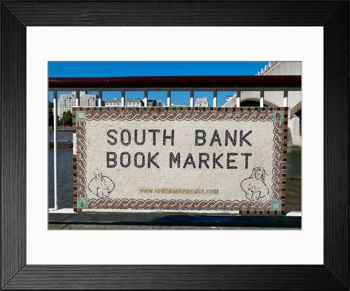 Framed Print : South Bank Book Market mosaic sign, Southbank, London, UK Framed Print : South Bank Book Market mosaic sign, Southbank, London, UK