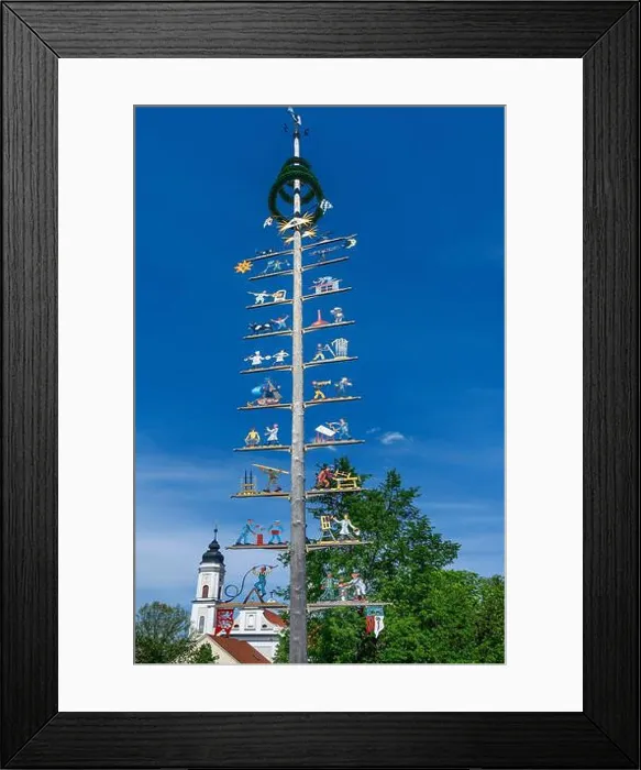 Framed Print : Maypole at the monastery church Framed Print : Maypole at the monastery church