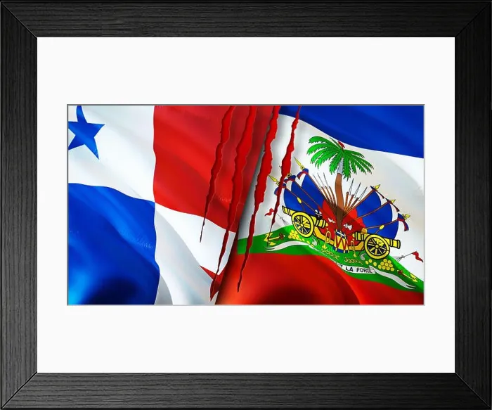 Framed Print : Panama and Haiti flags with scar concept Framed Print : Panama and Haiti flags with scar concept