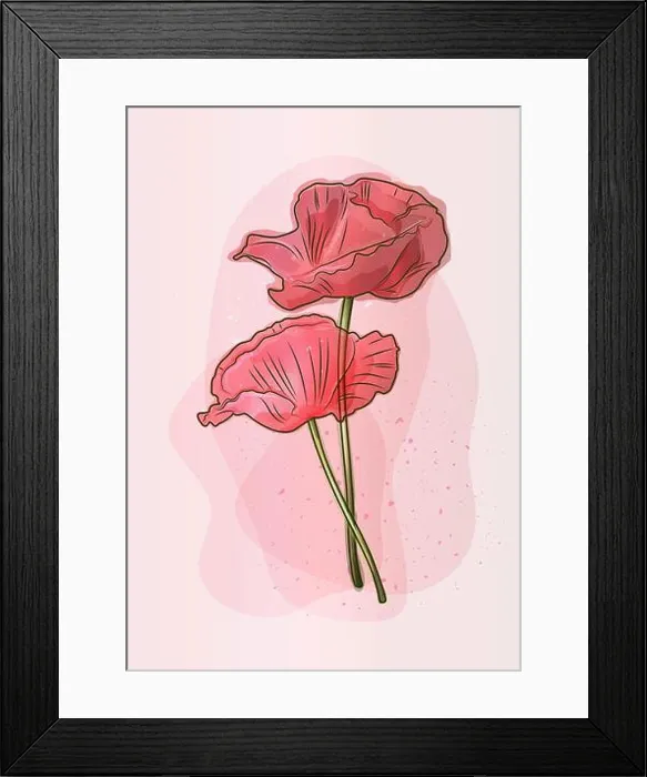 Framed Print : Modern art witn red poppies in watercolor style Framed Print : Modern art witn red poppies in watercolor style