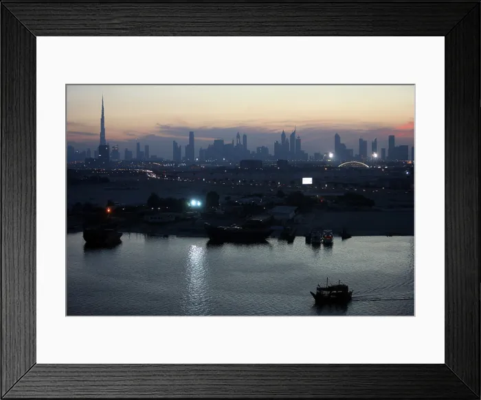 Framed Print : Dubai, United Arab Emirates, Dubai skyline at night Framed Print : Dubai, United Arab Emirates, Dubai skyline at night