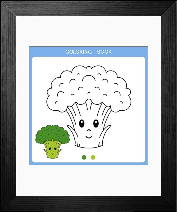 Framed Print : Cute broccoli for coloring book Framed Print : Cute broccoli for coloring book
