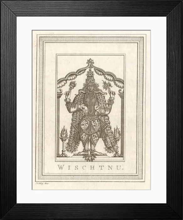 Framed Print : Wischtnu'. India. Vishnu. Hindu deity god. SCHLEY 1755 old antique print Framed Print : Wischtnu'. India. Vishnu. Hindu deity god. SCHLEY 1755 old antique print