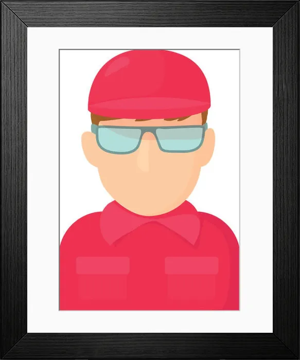 Framed Print : Worker icon, cartoon style Framed Print : Worker icon, cartoon style