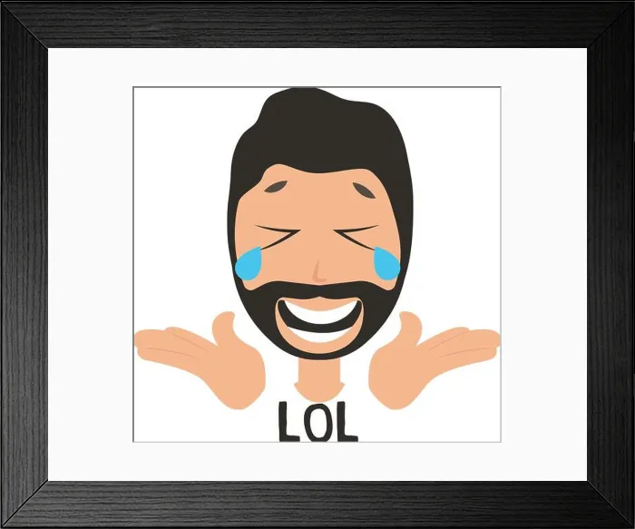 Framed Print : Man laughing out loud, illustration, vector on white background Framed Print : Man laughing out loud, illustration, vector on white background
