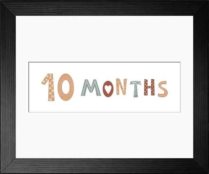 Framed Print : Ten month baby lettering in Scandinavian style