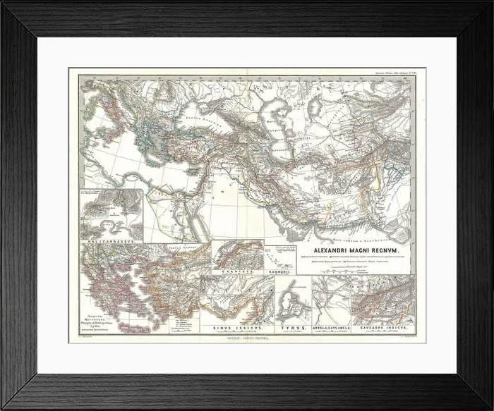 Framed Print : The 1854 Spruner map of the Empire of Alexander the Great offers a detailed view of the ancient territories once ruled Framed Print : The 1854 Spruner map of the Empire of Alexander the Great offers a detailed view of the ancient territories once ruled